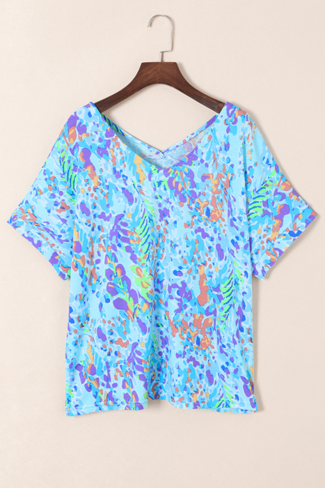 HIDDEN GEMS | Floral Short Sleeve V-Neck Tee