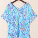  HIDDEN GEMS | Floral Short Sleeve V-Neck Tee