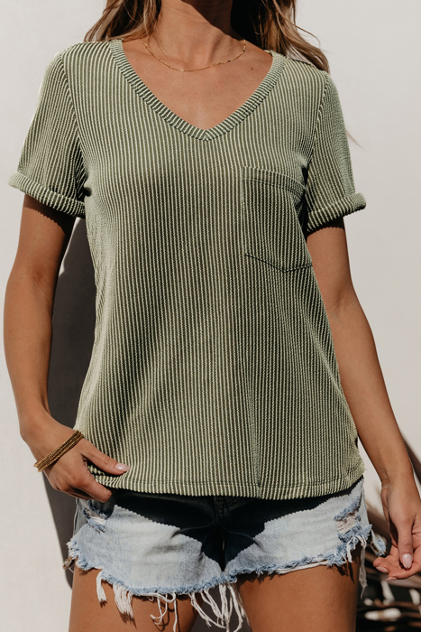 HIDDEN GEMS | Corded Short Sleeve V-Neck Top