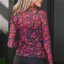  Marvel in Floral Mock Neck Mesh Top