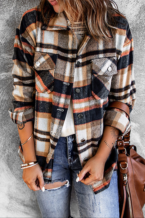 HIDDEN GEMS | Plaid Chest Pocket Buttoned Shacket