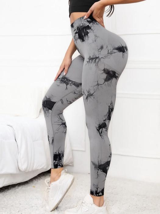 Tie Dye Seamless High Waisted Workout Leggings Sports Pants