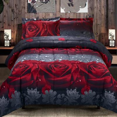 3D Print Red Rose Love All Season Queen Comforter Set
