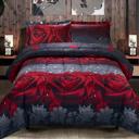  3D Print Red Rose Love All Season Queen Comforter Set