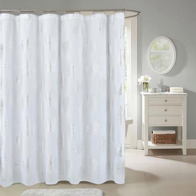 1 Piece Glitter Foil Printed Shower Curtain, White, 72" x 72"