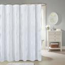  1 Piece Glitter Foil Printed Shower Curtain, White, 72" x 72"