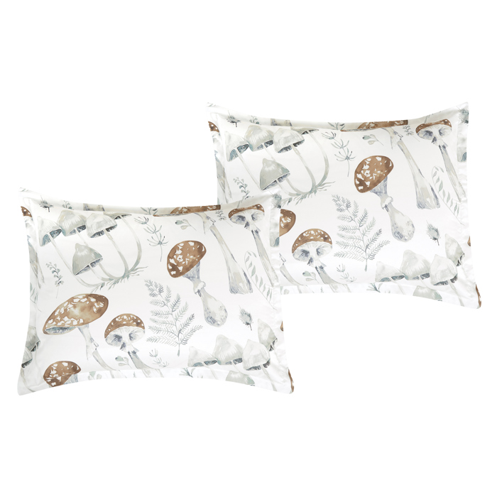 6 Piece Brown Mushroom Print Comforter Set Queen King Size