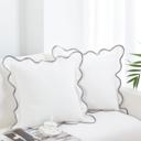  Throw Pillow Covers with Scalloped Border, Set of 2, 18"x18"