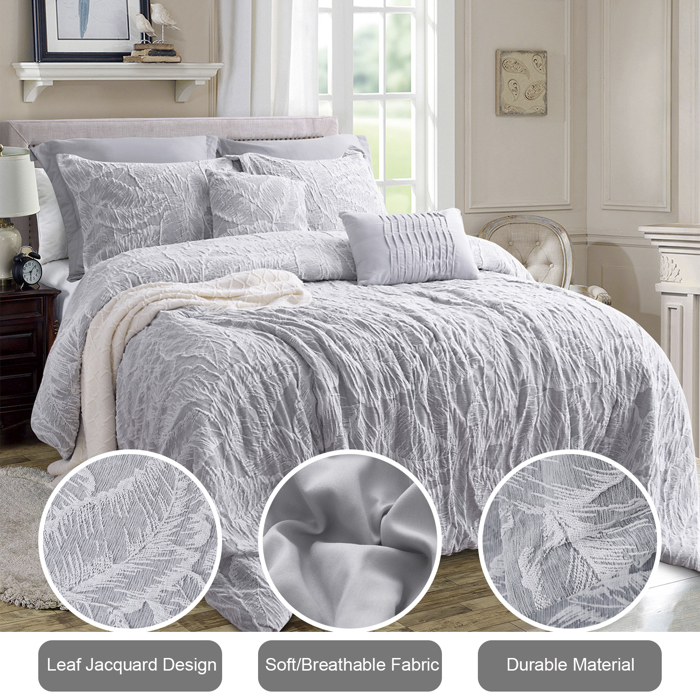 7 Piece Gray Chenille Jacquard Comforter Set