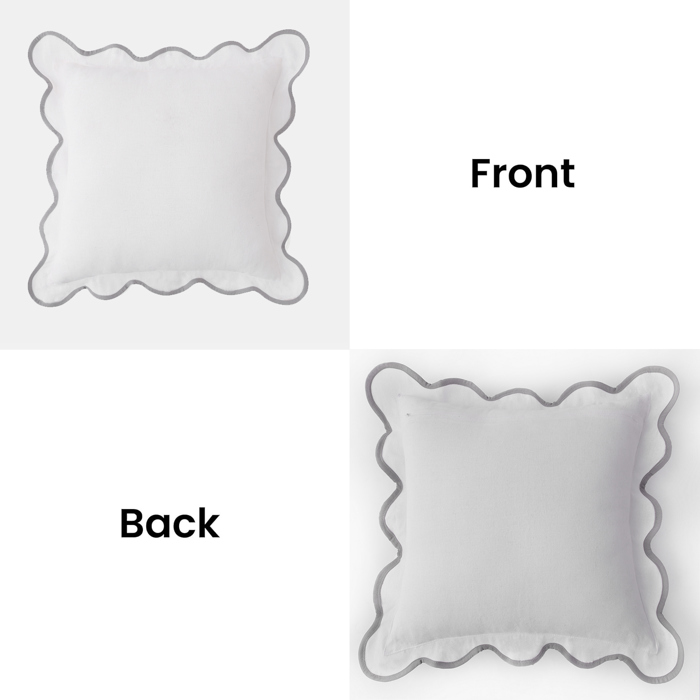 Throw Pillow Covers with Scalloped Border, Set of 2, 18"x18"