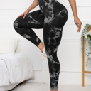 Black Large Tie Dye Seamless High Waisted Workout Leggings Sports Pants