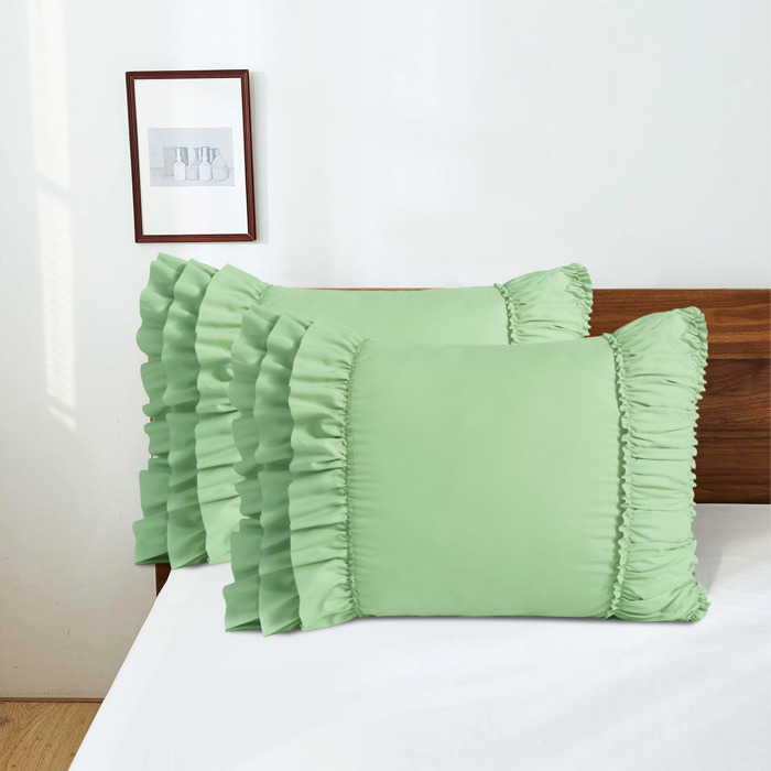 Pack of 2 French Country Style Chic Ruffle Pillow Shams