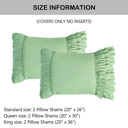 Green King Pack of 2 French Country Style Chic Ruffle Pillow Shams