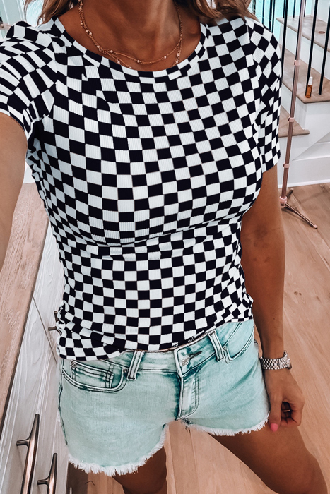 Checked Ribbed Slim Fit T-Shirt