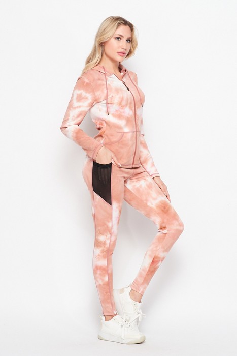 Tie Dye Active Jacket / Leggings Set w/ Pocket