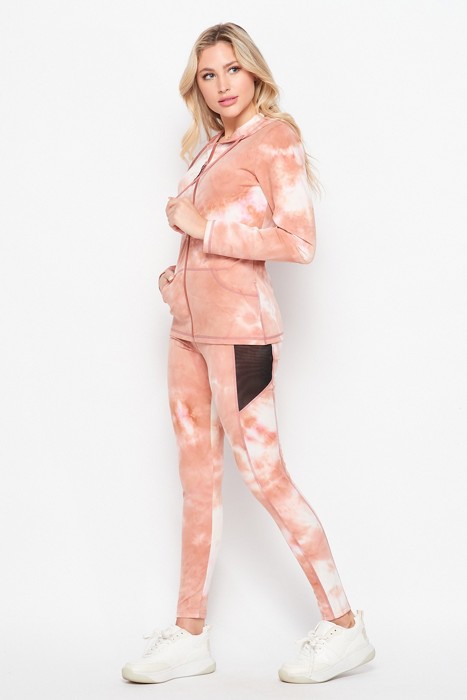 Tie Dye Active Jacket / Leggings Set w/ Pocket