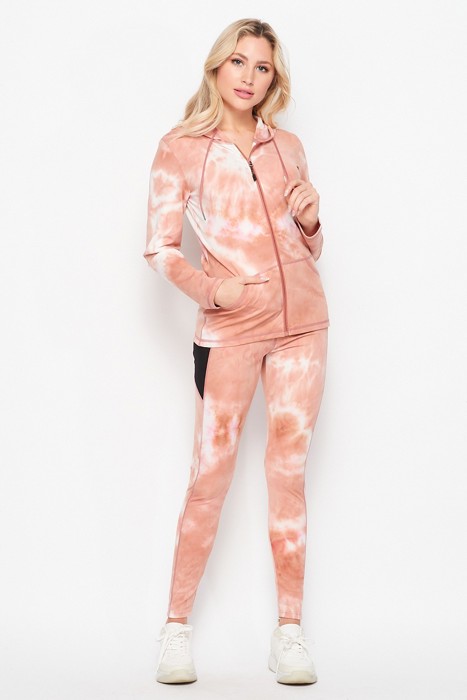 Tie Dye Active Jacket / Leggings Set w/ Pocket