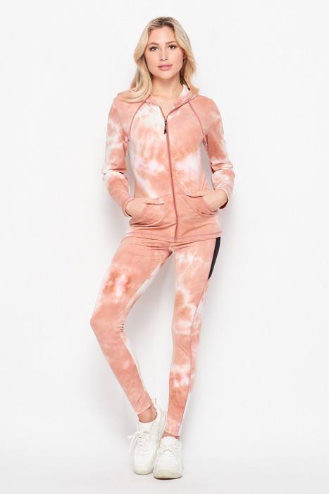 Tie Dye Active Jacket / Leggings Set w/ Pocket