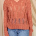  Distressed V-Neck Pullover Sweater