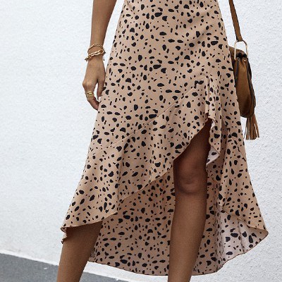 Ruffled Asymmetrical Midi Skirt
