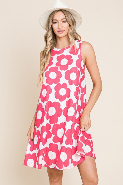 BOLD FLORAL SWING DRESS