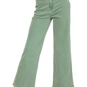 Small Olive 	 ACID WASHED HIGH WAIST FRAYED HEM BOOTCUT PANTS