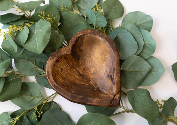 Dough Bowl- Heart Shaped With Laser Engraving (optional)