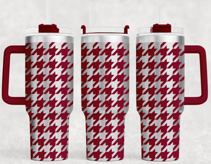 Houndstooth 40 oz Tumbler- Laser Engraved