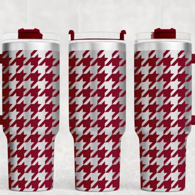 Houndstooth 40 oz Tumbler- Laser Engraved