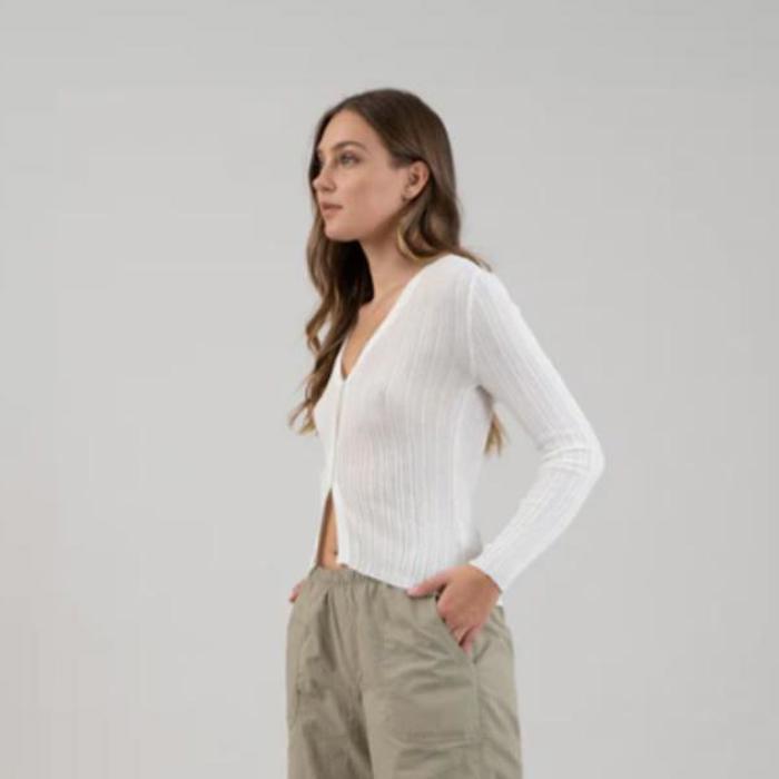 V Neck Button Down Sheer Cardigan