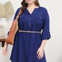  PLUS 3/4 SLEEVE BELTED MINI DRESS