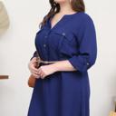  PLUS 3/4 SLEEVE BELTED MINI DRESS