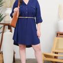  PLUS 3/4 SLEEVE BELTED MINI DRESS