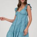  V NECK TIERED BABYDOLL MINI DRESS