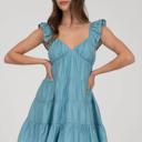  V NECK TIERED BABYDOLL MINI DRESS