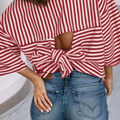 Casual Shift Striped Round Neck Shirt
