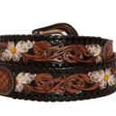  MYRA- Checkered brown Hand-Tooled Leather Women's Belt