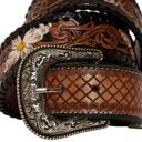  MYRA- Checkered brown Hand-Tooled Leather Women's Belt
