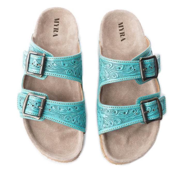 MYRA- Wildlfower Wanderer Sandals In Turquoise