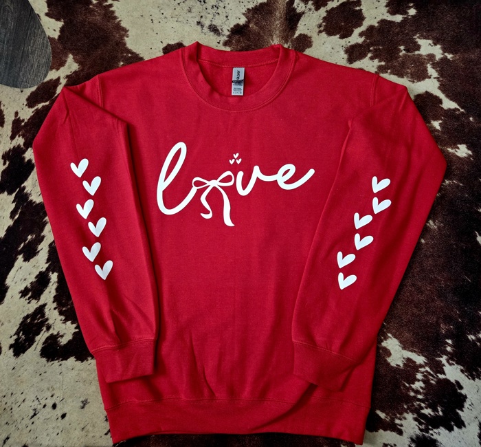 Love Bows and Heart Sleeves Graphic Sweatshirt