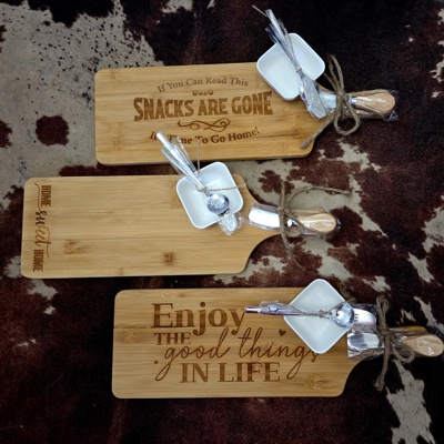 Personalized Bamboo Charcuterie Board Gift Set