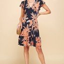  PLUS SIZE FLORAL V NECK SUMMER DRESS W RUFFLE