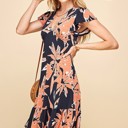  PLUS SIZE FLORAL V NECK SUMMER DRESS W RUFFLE