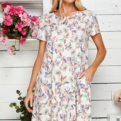 FLORAL PRINT SOFT MINI SIMPLE DRESS