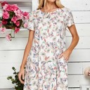  FLORAL PRINT SOFT MINI SIMPLE DRESS