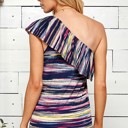  MULTICOLOR STRIPED ONE SHOULDER TOP WITH RUFFLE