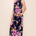  PLUS SIZE FLORAL PRINT MAXI SLIT DRESS