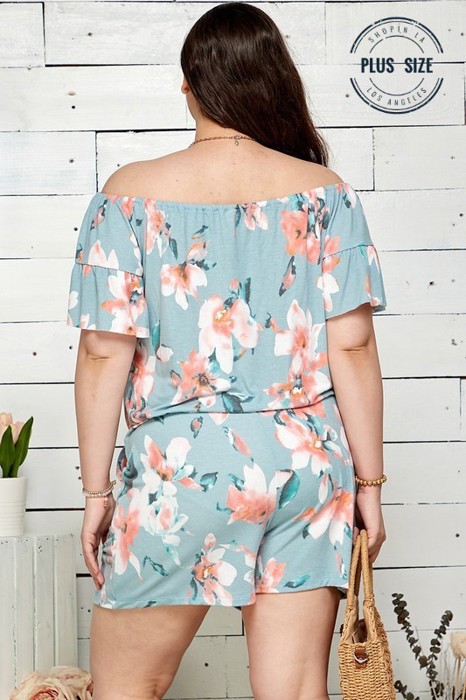 WOMEN FLORAL PRINT OFF SHOULDER ROMPER