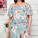  WOMEN FLORAL PRINT OFF SHOULDER ROMPER