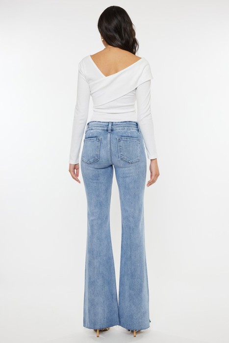 Kan Can- Selena Mid Rise Double Waist Band Flare